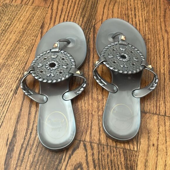 Jack Rogers Womens Gray Gold Jelly Flip Flop Sandals Sz US 7 - Picture 4 of 5
